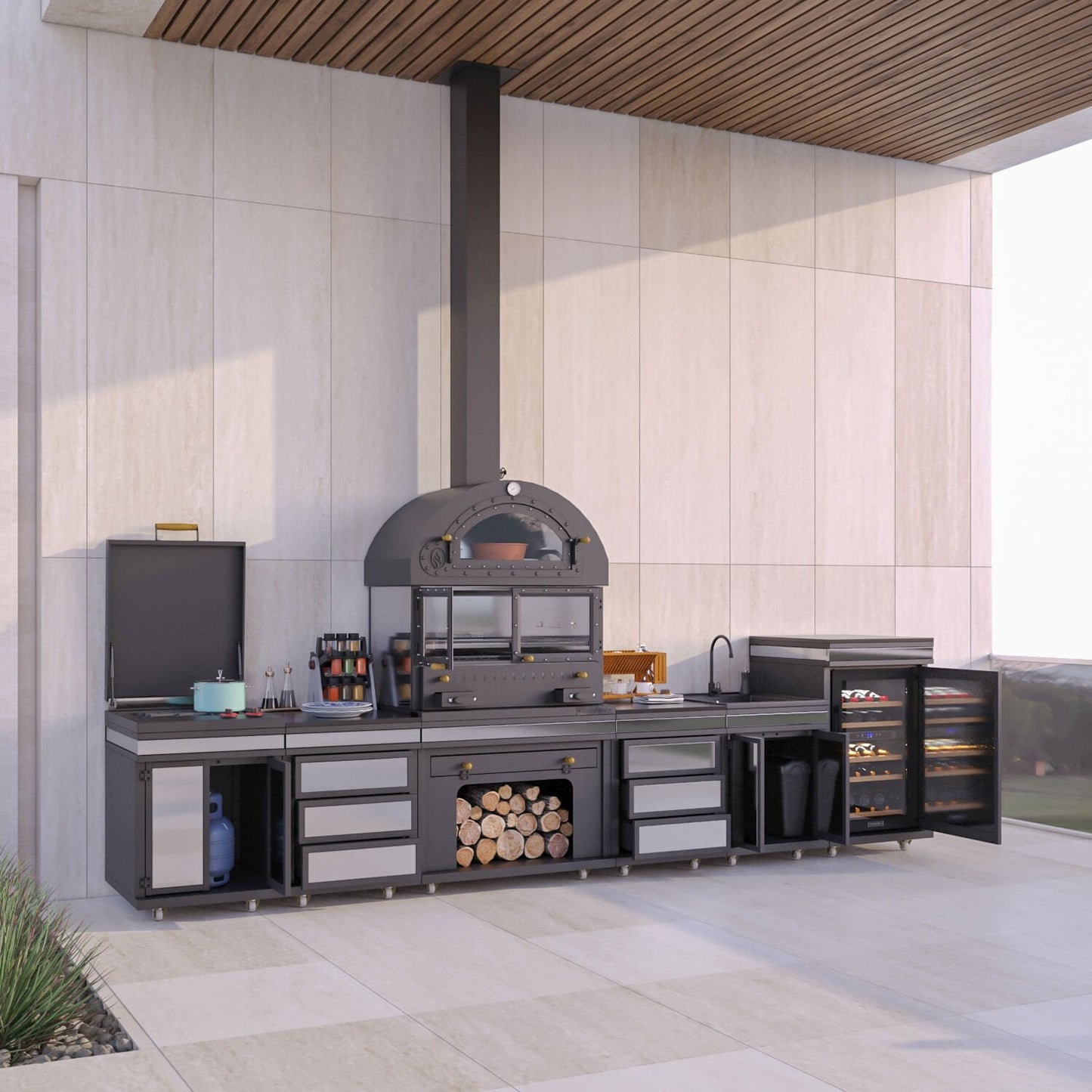 Feniks Modern Long Plus Krom Barbekü